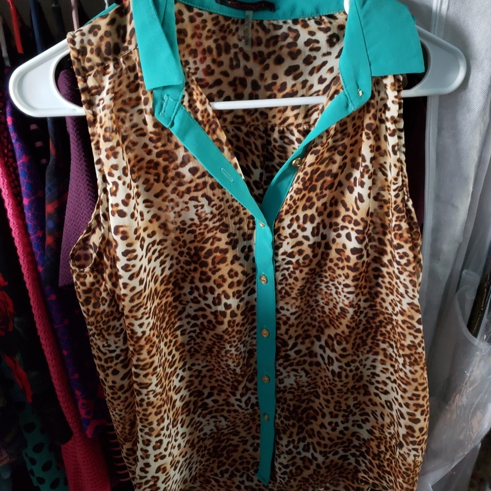 Leopard print blouse punk goth